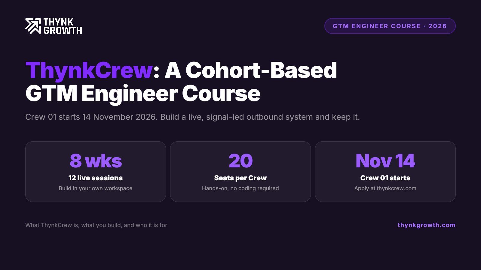 Launching ThynkCrew: A Cohort-Based GTM Engineer Course (Crew 01)